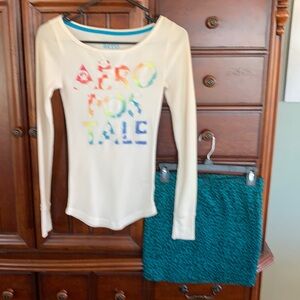 💕💕2 For $10.. Beautiful Aeropostale Tee Top and Tiger stretchy skirt